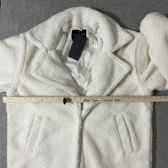 Fabletics Teddy Long Coat Women XXL Cream Oversized Sherpa Fleece Lounge - Picture 8 of 9